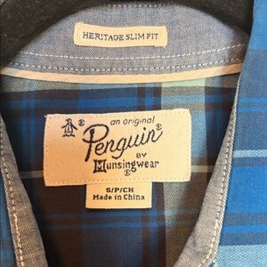 Original Penguin Blue Plaid Button Down Shirt